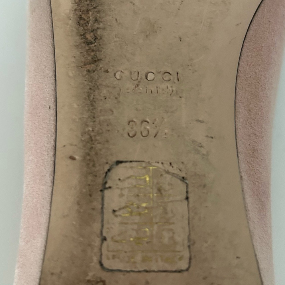 Gucci Kid Scamosciato Leather Suede GG Marmont Fringe Ballet Flats Loafers 36.5 - Picture 13 of 14